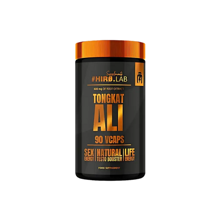 Flacon Hiro.Lab Tongkat Ali 400 mg en 90 gélules végétales, complément test booster naturel pour l’énergie, la vitalité et la libido