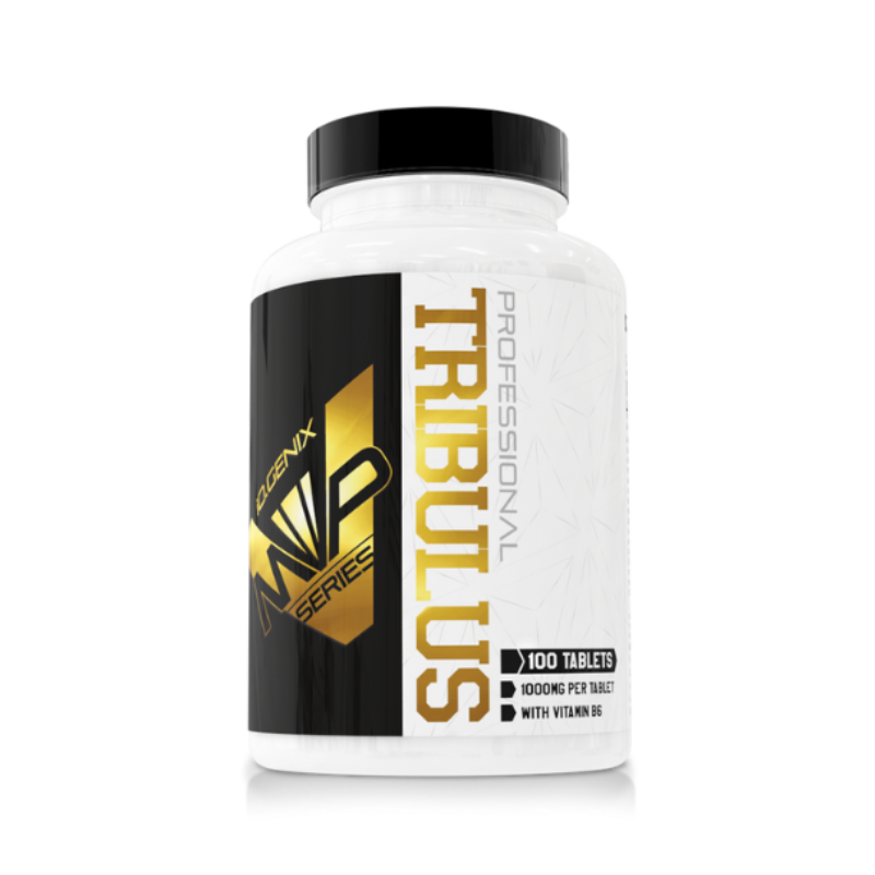 Flacon IO Genix MVP Series Tribulus contenant 100 comprimés de 1000 mg avec vitamine B6, complément pour la vitalité masculine et la performance sportive