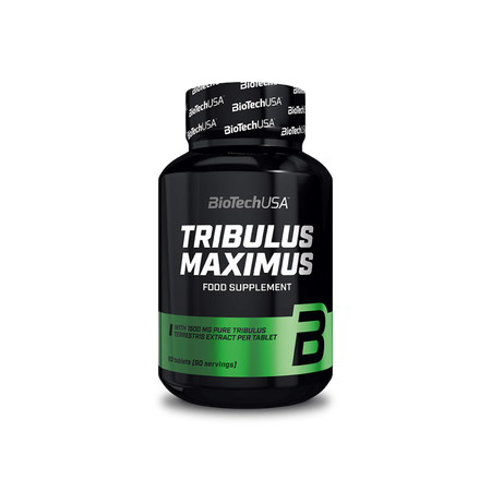 Flacon BioTechUSA Tribulus Maximus contenant 90 comprimés apportant chacun 1500 mg d’extrait de Tribulus terrestris pour la vitalité masculine et les performances sportives