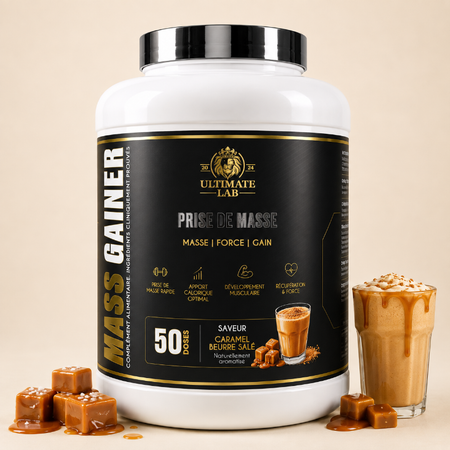 Ultimate Lab Mass Gainer prise de masse saveur caramel beurre salé 50 doses masse force gain - Dragon Nutrition