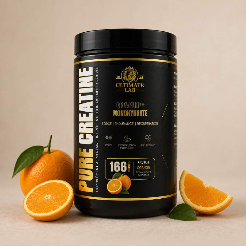 Ultimate Lab Pure Creatine Creapure Monohydrate saveur orange 166 doses force endurance récupération - Dragon Nutrition