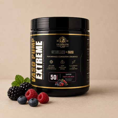 Ultimate Lab Vaso Pump Extreme citrulline AAKG saveur fruits des bois 50 doses pump congestion endurance - Dragon Nutrition