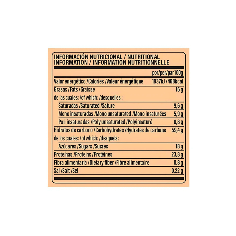 Tableau d’informations nutritionnelles des Protein Sticks LifePro chocolat noir indiquant calories, graisses, glucides, sucres, protéines, fibres et sel pour 100 g de produit