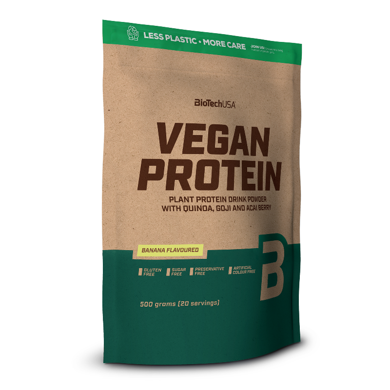 Vegan Protein BioTechUSA 500g - Protéine végétale banane quinoa goji acaï sans gluten sans sucre sans conservateurs 20 portions | Dragon Nutrition