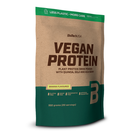 Vegan Protein BioTechUSA 500g - Protéine végétale banane quinoa goji acaï sans gluten sans sucre sans conservateurs 20 portions | Dragon Nutrition