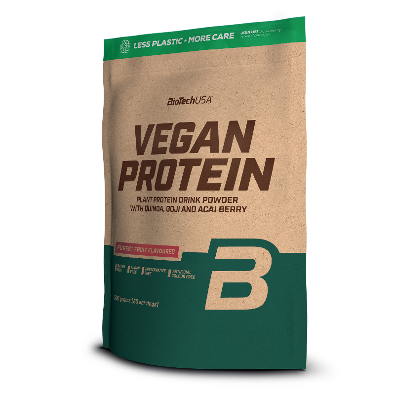 Vegan Protein BioTechUSA 500g - Protéine végétale fruits des bois quinoa goji acaï sans gluten sans sucre 20 portions | Dragon Nutrition