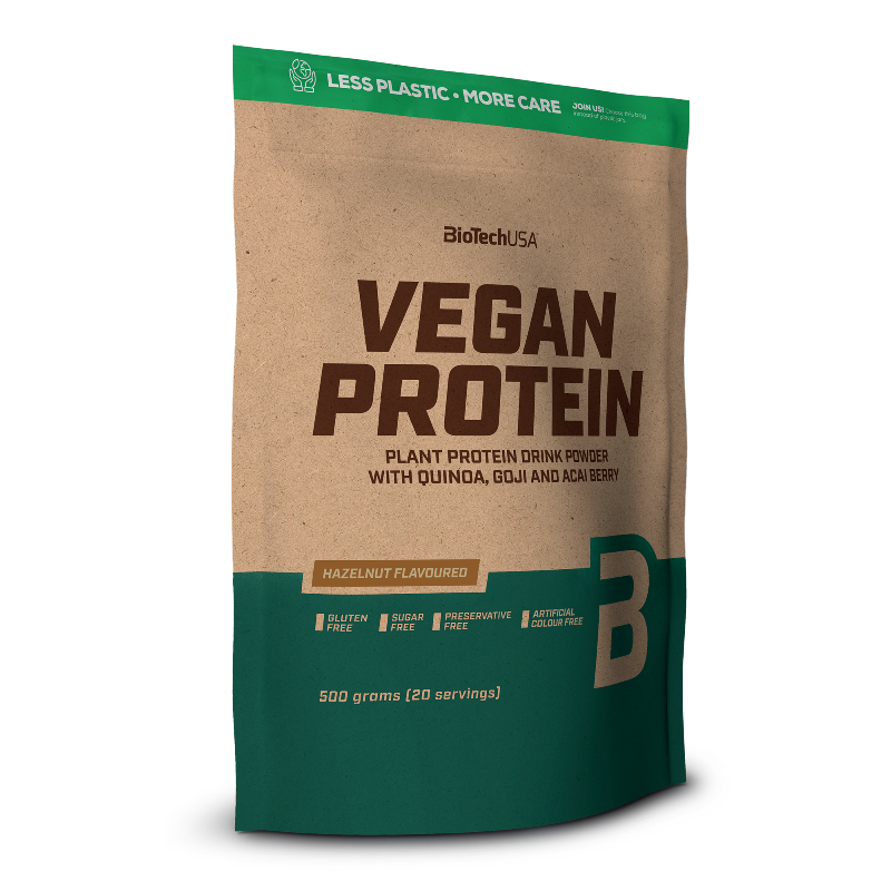 Vegan Protein BioTechUSA 500g - Protéine végétale noisette quinoa goji acaï sans gluten sans sucre sans conservateurs 20 portions | Dragon Nutrition