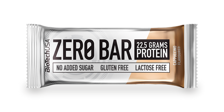 Barre protéinée Zero Bar BioTechUSA goût cappuccino en sachet de 50 g, faible en sucre, sans gluten et sans lactose
